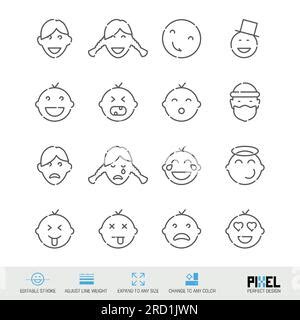 Cute Pixel Emoticons Set Of Emoji Smile Icons Pixel Art Vector