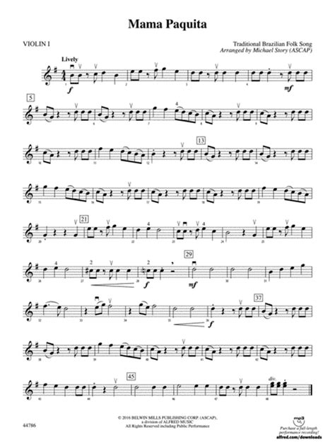 Mama Paquita 1st Violin By Michael Story String Orchestra Digital