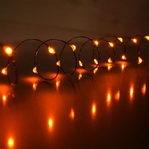 10 Ft Orange Led Multi Function Micro String Lights Battery Operated