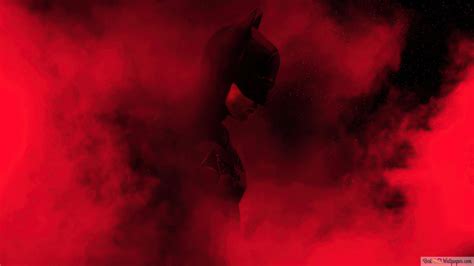 Batman in the dark and red fog 4K wallpaper download