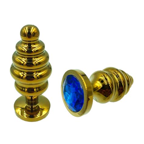 Plug Anal Em Metal Escalonado Dourado Joia Na Base X Cm