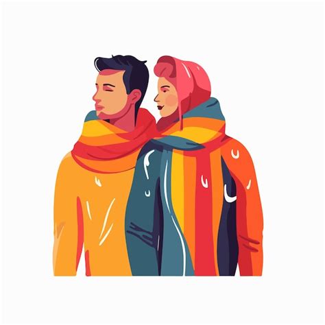 Um retrato de um casal gay uma bandeira do arco íris o conceito de lgbtq ilustração de um