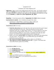 College Assignment Instructions: Video Response | Course Hero