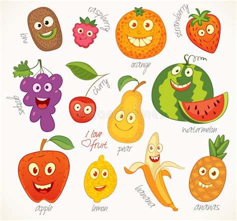 Cartoon Fruits Collection Stock Vector Illustration Of Autumn