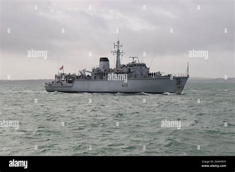The Royal Navy Mine Counter Measures Vessel Hms Brocklesby Sails