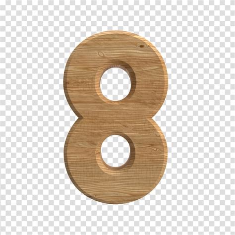 Premium PSD | Wooden number 8 on a transparent background