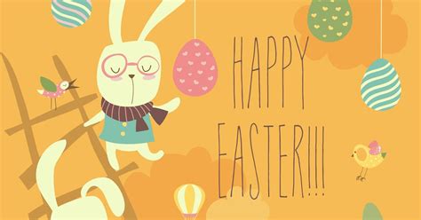 Funny Easter Bunnies With Flowering Branches Graphics Envato Elements