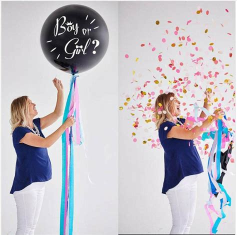 Gender Reveal Balloon Gender Confetti Balloon | 36" Black Reveal ...