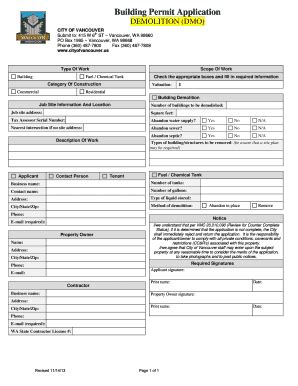 Fillable Online Building Permit Application City Of Vancouver Fax