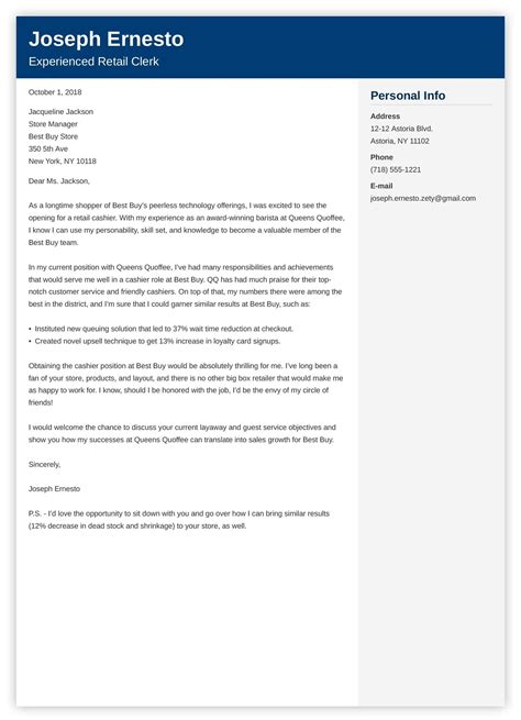 Retail Cover Letter | Mt Home Arts