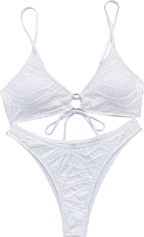 Elerevyo Women S O Ring Ribbed Bikini Sets Shopstyle Two Piece Swimsuits