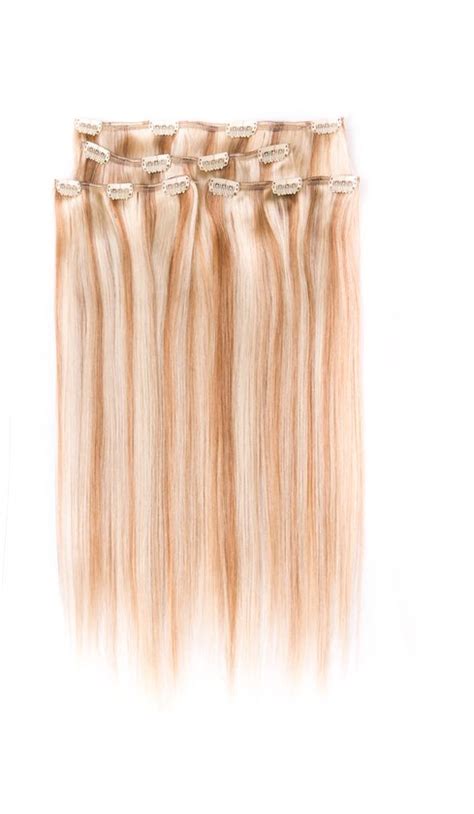 Clip In Extensions 100 Human Hair Straight 22 Inch Kleur 613 27 Light Blonde Bol