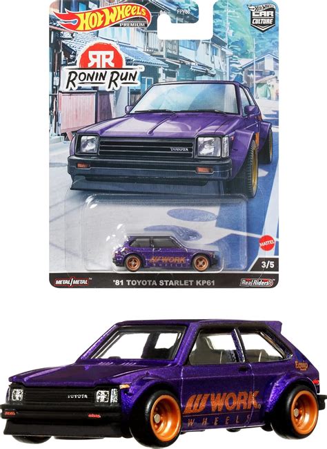 Amazon co jp ホットウィール Hot Wheels カーカルチャー ローニンラン 81 トヨタ スターレット KP61 3才 HCK11 パープル 1 64 おもちゃ