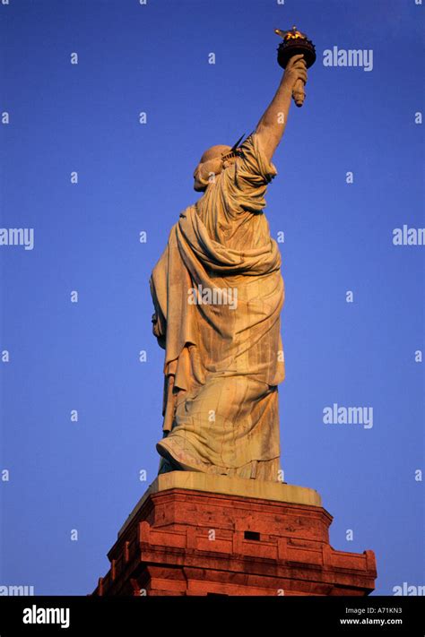 Statue Of Liberty Full Figure Profile Pedestal Close Up Side View