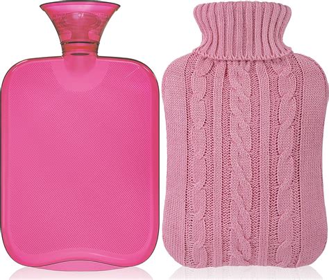 Attmu Classic Rubber Transparent Hot Water Bottle Liter With Knit Cover Pink Amazon Au