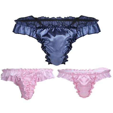 Iefiel Mens Low Rise Sexy Lingerie Biancheria Intima Increspato Frilly Sissy Bikini Slip Culo
