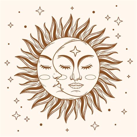 Soleil Et Lune Dessin Illustration Vecteur Premium