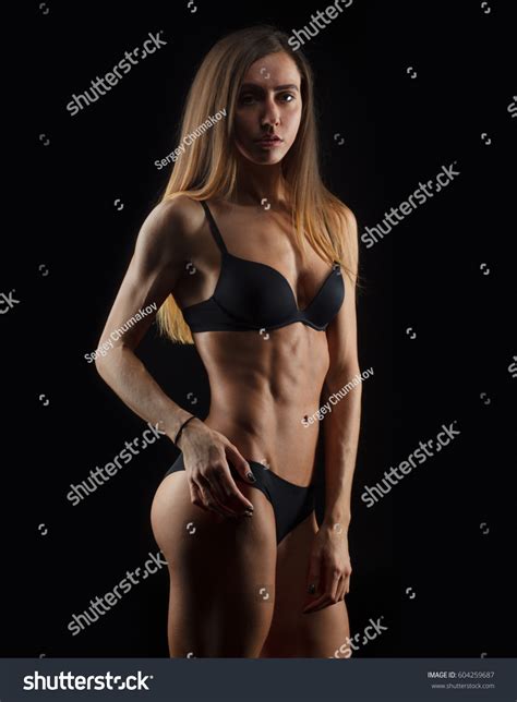 Sexy Fit Woman Black Lingerie Isolated Stock Photo Shutterstock