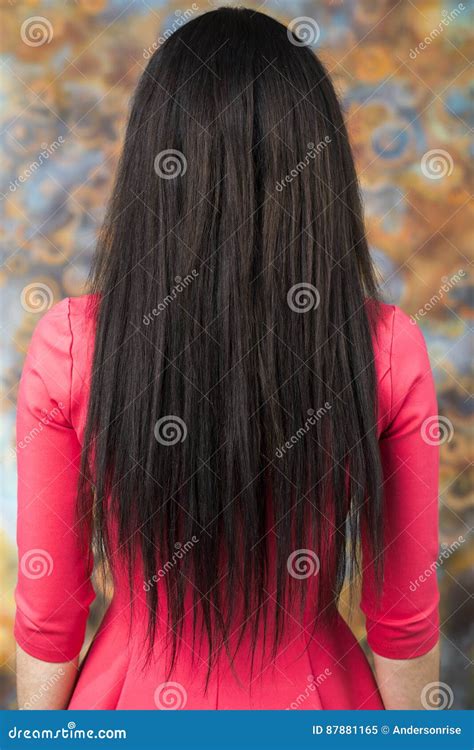 Female Long Brunette Hair Rear View Stock Image Image Of Brunette Model