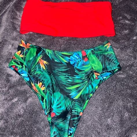 Swim Tropical Print Highwaisted Bikini Set Size M Summer Resort Beach Wear Poshmark