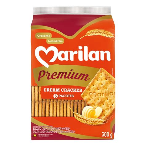 Biscoito Cream Cracker Manteiga Marilan Premium Pacote 300g Campelo