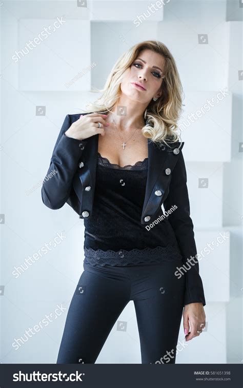 Beautiful Sexy Blonde White Suit Pants Stock Photo Shutterstock