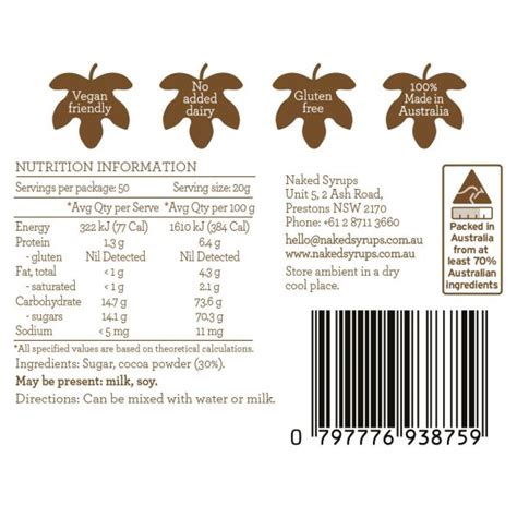 Chocolate Powder Cocoa Powder By Naked Syrups