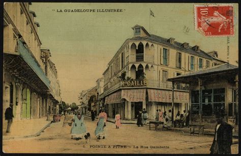 Focus Sur Carte Postale Coloris E De Pointe Pitre Rue Gambetta