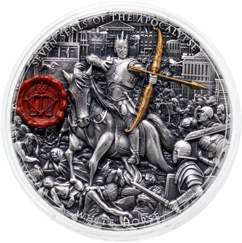 Монета Ниуэ 7 долларов 2023 "Семь печатей апокалипсиса. Белый конь" в ...