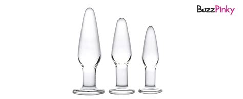 BuzzPinky Classic 3 Piece Glass Butt Plug Set Anal Training Kit Smooth Durable Design