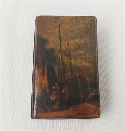 Victorian Papier Mache Snuff Box With Shipping Scene Sally Antiques