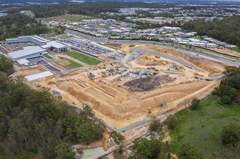 Coomera state school retaining wall construction video - DroneAce Brisbane