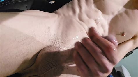 Hot Skinny Muscular Guy With Huge Super Hard Dick Busts A Fat Load Of Cum All Over His Pack