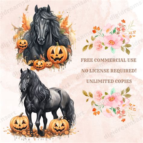 Halloween Friesian Horse Clipart Bundle Transparent Png Collection