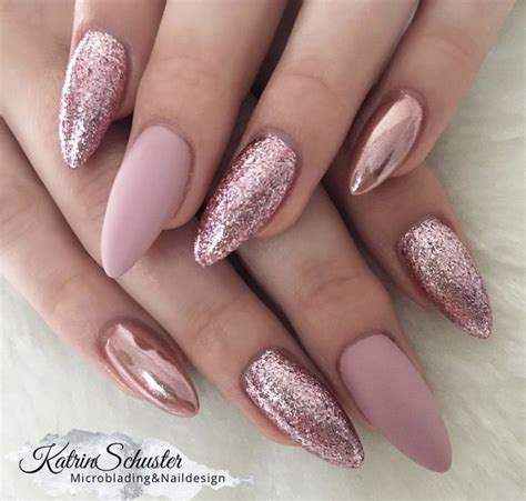 Pink gefrostet und Glitzernägel Glitzernägel matt pink und