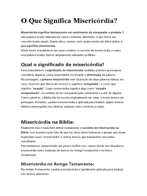 O Que Significa Miséria Na Bíblia