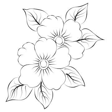 premium vector  vector  art  hand drawing flower art black