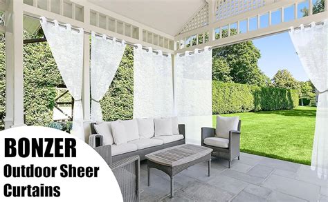 Amazon Bonzer White Outdoor Sheer Curtains For Patio Waterproof