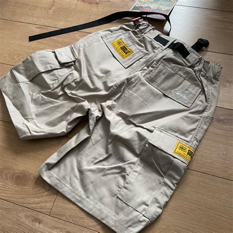 Corteiz Mens Grey And Tan Shorts Depop