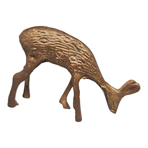 Vintage Maxam Mcm Solid Brass Deer Figurines Doe Hollywood Regency