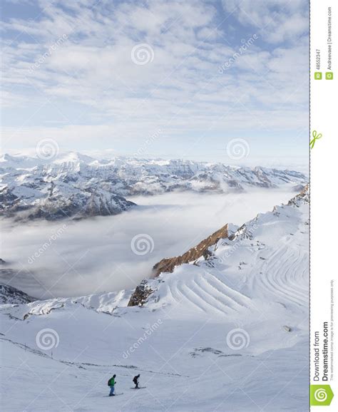 Skiers Descend a Steep Hill Editorial Photography - Image of relaxation ...