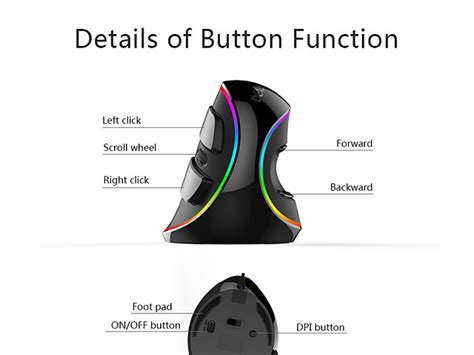 Delux M618 Plus USB Ergonomic Vertical Mouse (RGB Light Version)
