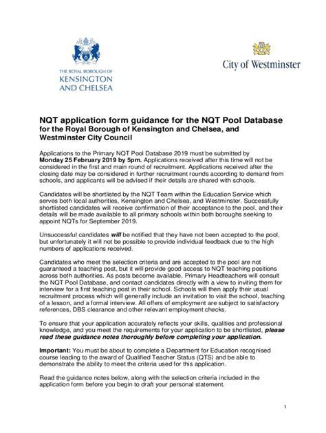 Fillable Online Guidance On Completing Your Nqt Application Form For