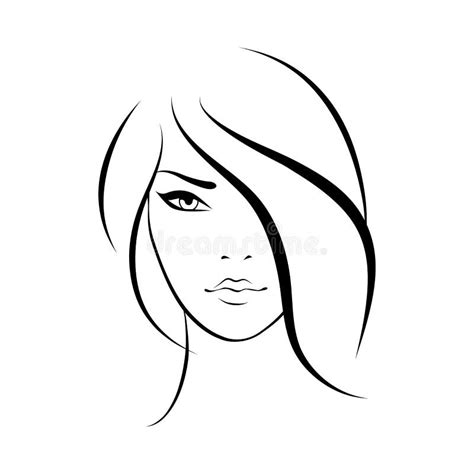 Woman Face With Long Hair Vector Illustration Stock Vector