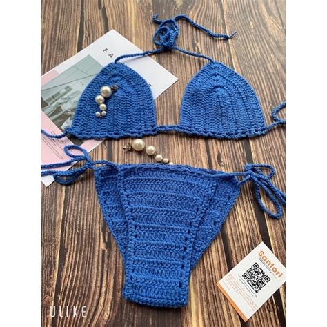 Bikini len áo len đi biển len đan móc co nàng diện đi biển ST 044 Shopee Việt Nam