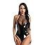 Yoojia Women Patent Leather One Piece Wetlook Lingerie Halter Neck High Cut Bodysuit Teddy