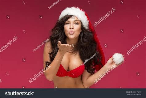 Стоковая фотография 498117211 Sensual Sexy Woman Posing Naked Santa Shutterstock
