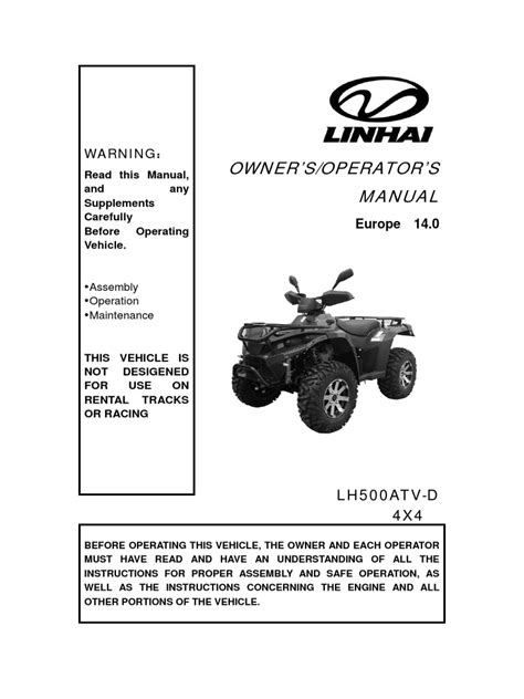 Linhai ATV500 D Manual en | PDF | Four Wheel Drive | Brake