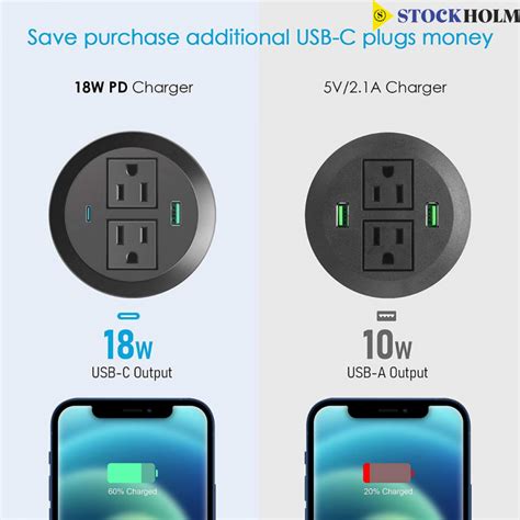 Встраиваемая настольная розетка с портом USB-C