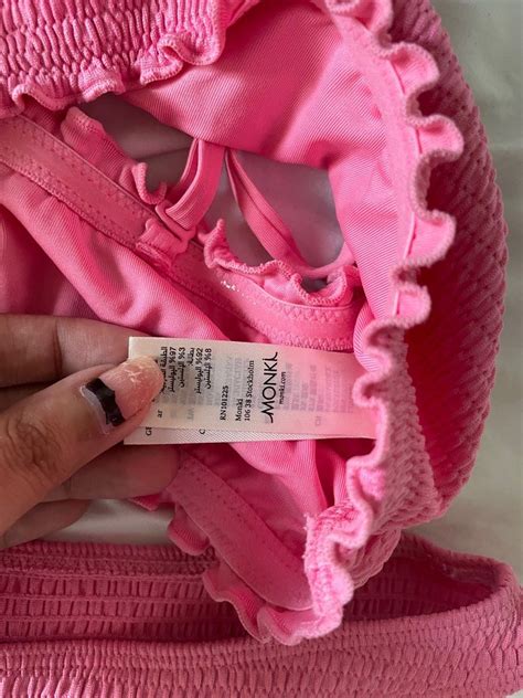 Monki Pink Swimsuit Bikini Women S Fashion Swimwear Bikinis Swimsuits On Carousell